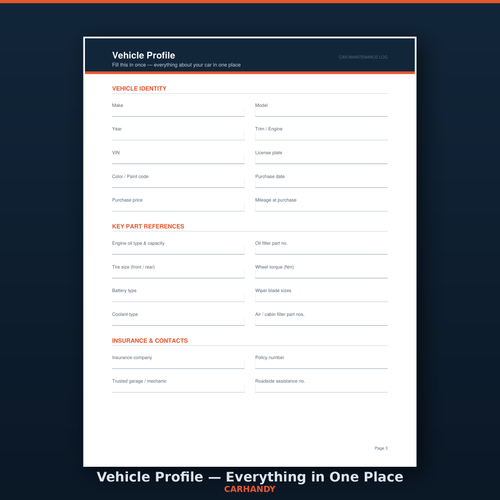 Carhandy - Maintenance Log & Service Tracker.