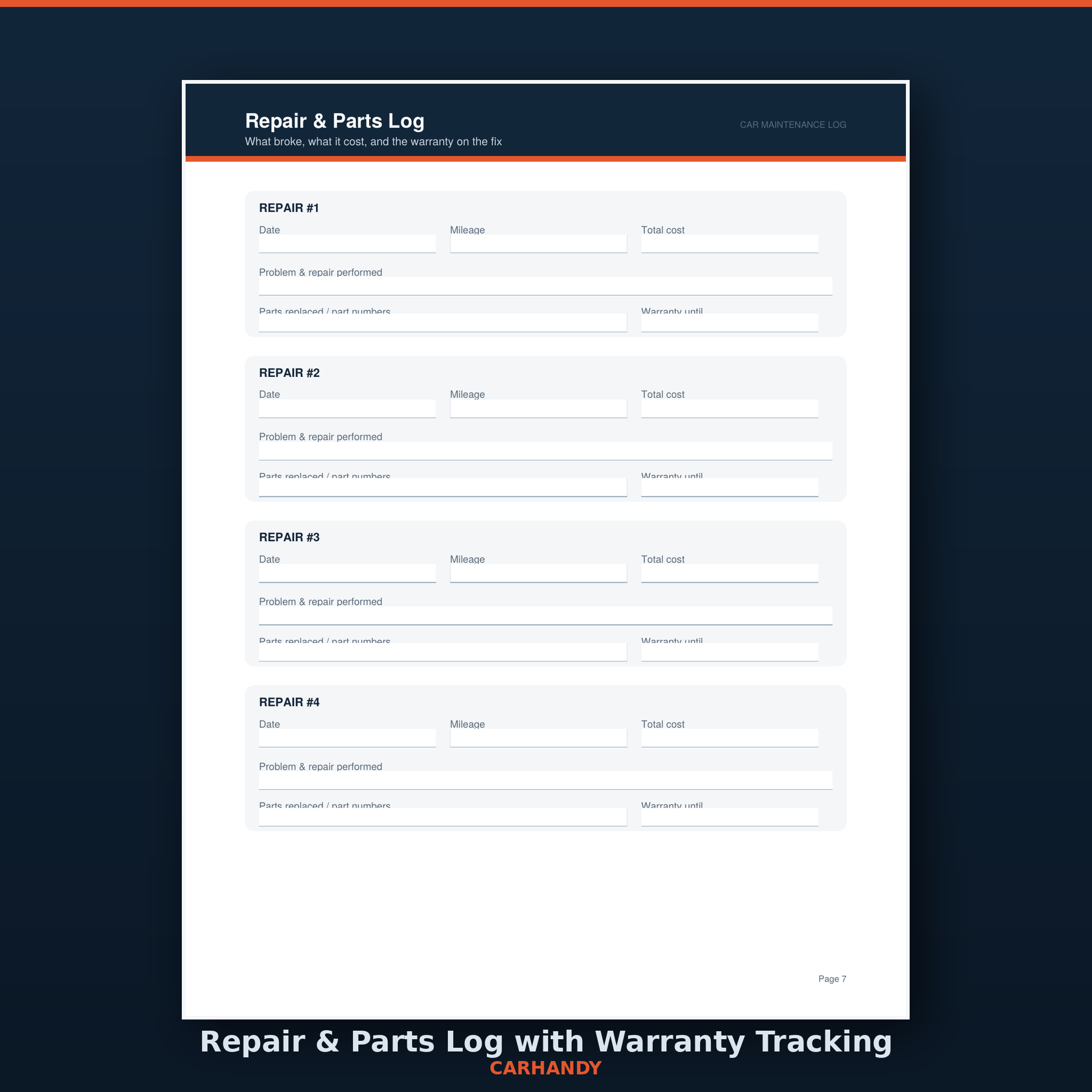 Carhandy - Maintenance Log & Service Tracker.